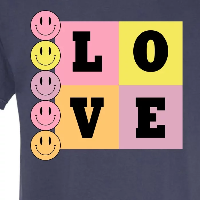 Love Retro Smile Face Cute Gift Garment-Dyed Heavyweight T-Shirt