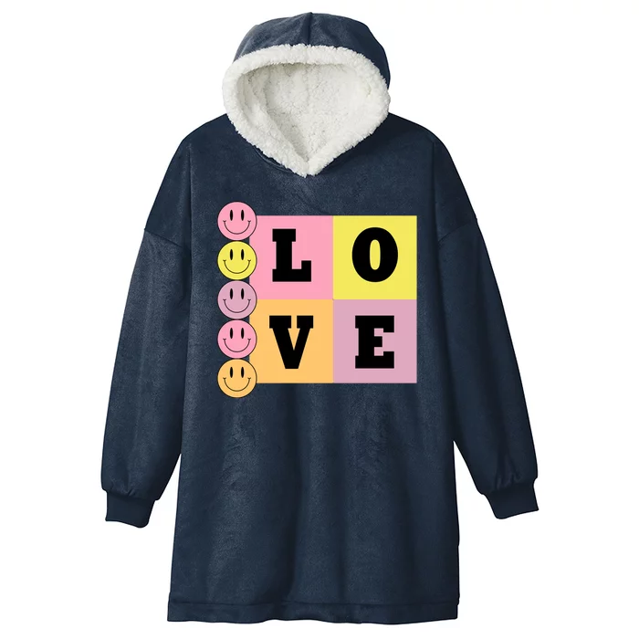 Love Retro Smile Face Cute Gift Hooded Wearable Blanket