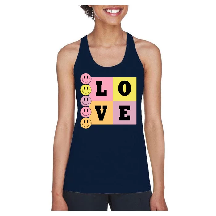 Love Retro Smile Face Cute Gift Women's Racerback Tank