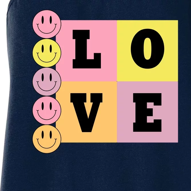 Love Retro Smile Face Cute Gift Women's Racerback Tank