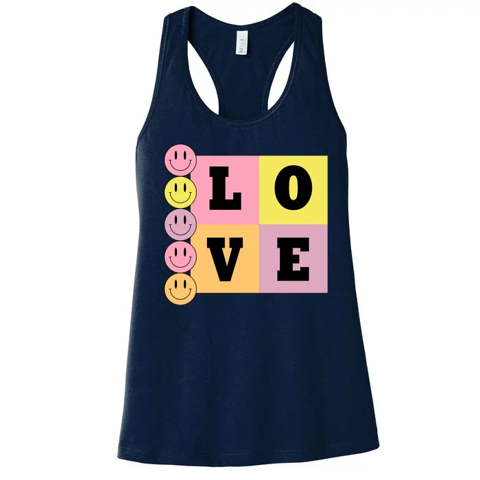 Love Retro Smile Face Cute Gift Women's Racerback Tank