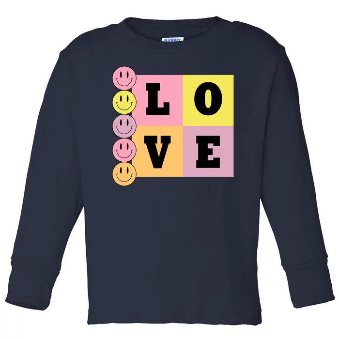 Love Retro Smile Face Cute Gift Toddler Long Sleeve Shirt