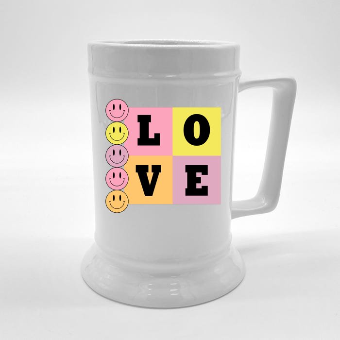 Love Retro Smile Face Cute Gift Front & Back Beer Stein