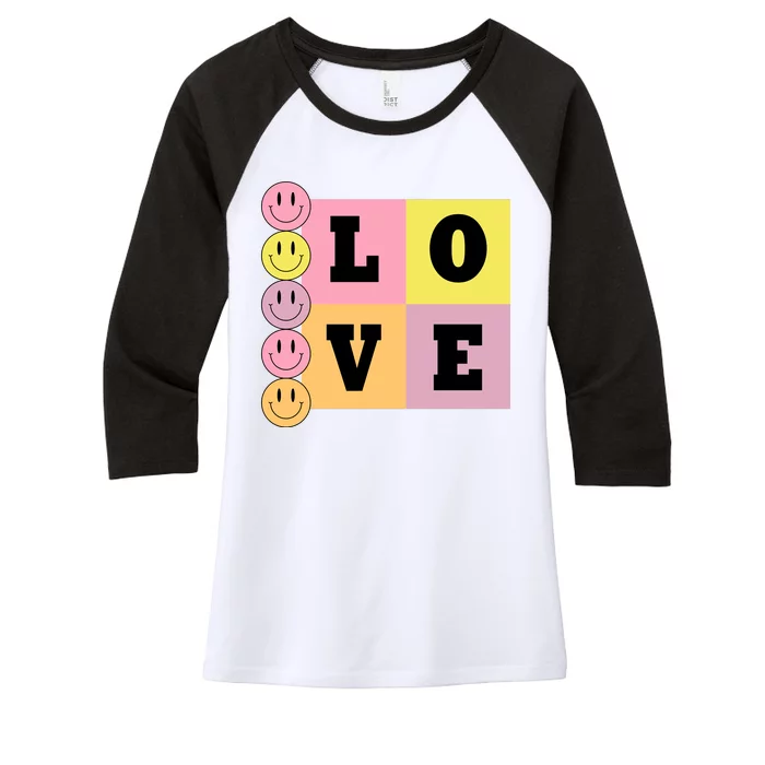 Love Retro Smile Face Cute Gift Women's Tri-Blend 3/4-Sleeve Raglan Shirt