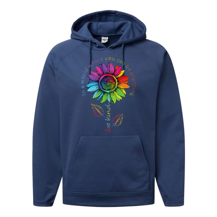 Lgbtq Rainbow Sunflower World Flower Pride Be Equality Kind Performance Fleece Hoodie