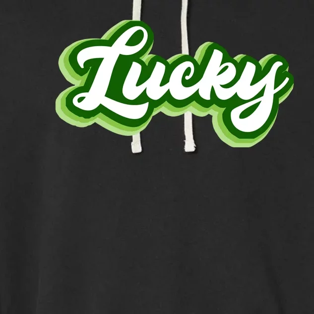 Lucky Retro St Patrick's Day Garment-Dyed Fleece Hoodie