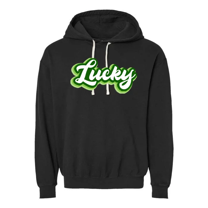 Lucky Retro St Patrick's Day Garment-Dyed Fleece Hoodie