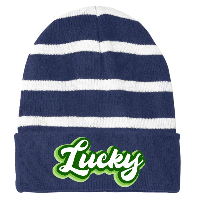 Lucky Retro St Patrick's Day Striped Beanie with Solid Band