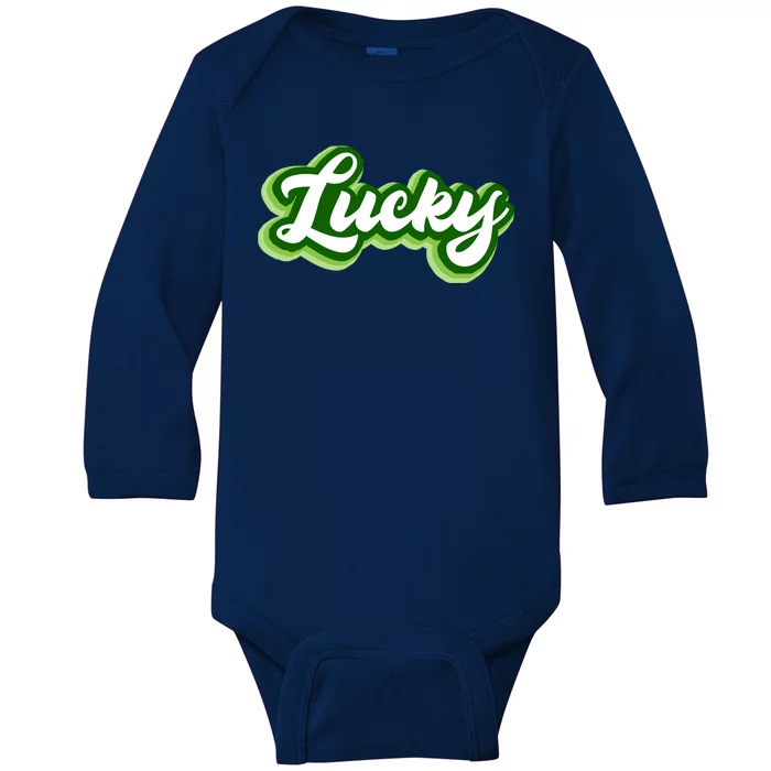 Lucky Retro St Patrick's Day Baby Long Sleeve Bodysuit