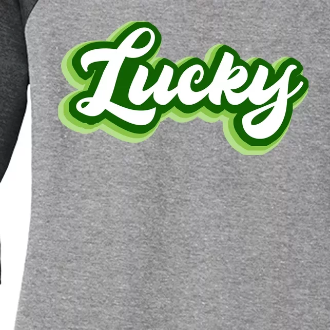 Lucky Retro St Patrick's Day Women's Tri-Blend 3/4-Sleeve Raglan Shirt