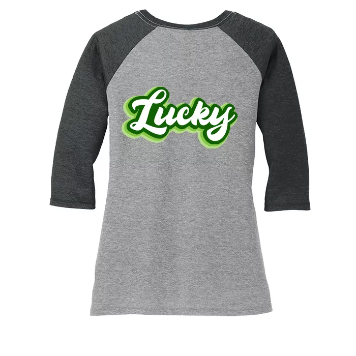 Lucky Retro St Patrick's Day Women's Tri-Blend 3/4-Sleeve Raglan Shirt