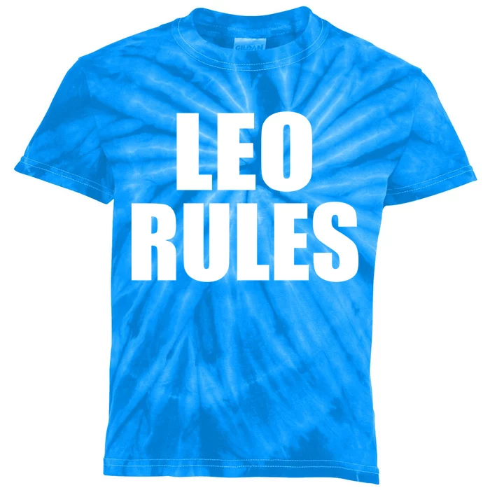 Leo Rules Son Daughter Name Great Gift Kids Tie-Dye T-Shirt