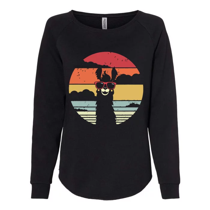 Llama Retro Style Alpaca Womens California Wash Sweatshirt