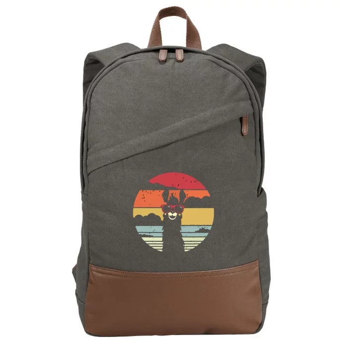 Llama Retro Style Alpaca Cotton Canvas Backpack