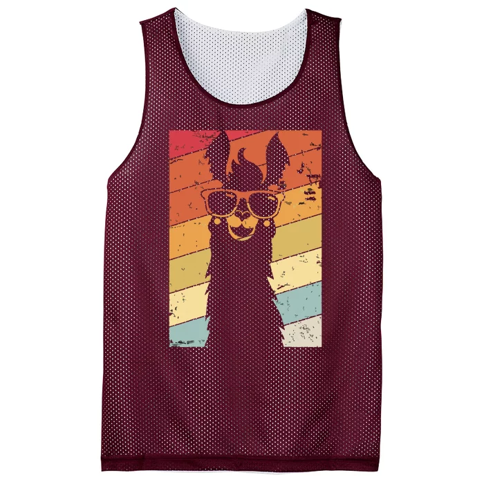 Llama Retro Style Alpaca Mesh Reversible Basketball Jersey Tank