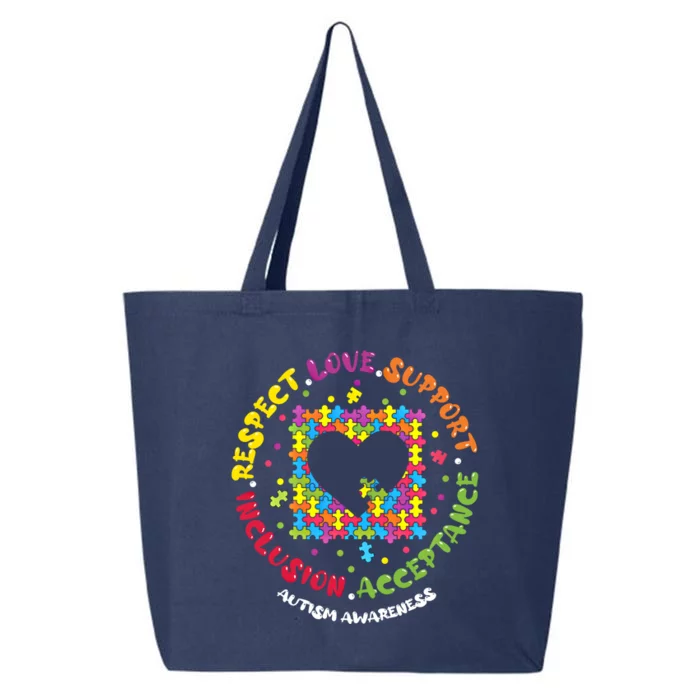 Love Respect Support Inclusion Acceptance Autism Awareness Gift 25L Jumbo Tote