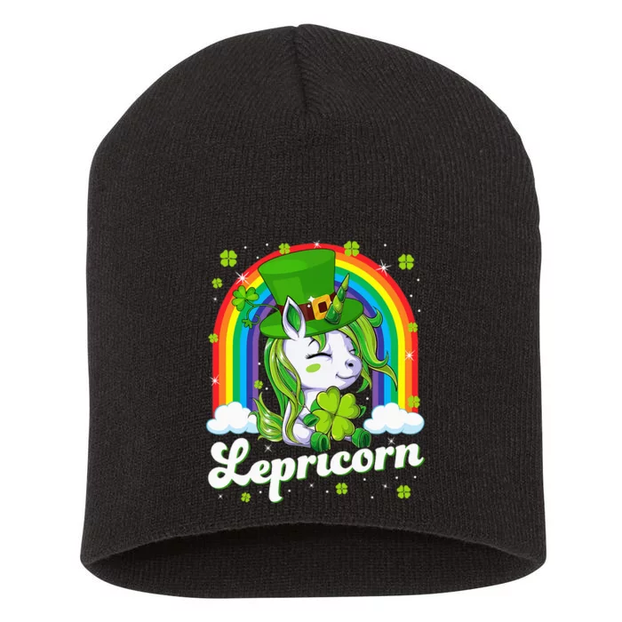 Lepricorn Rainbow St Patricks Day Unicorn cutest Short Acrylic Beanie