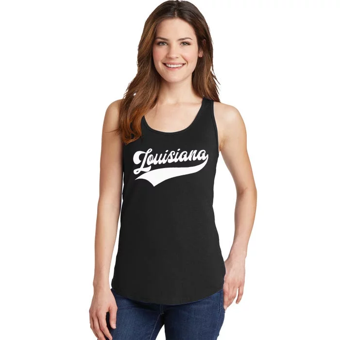 Louisiana Retro Throwback Design Ladies Essential Tank