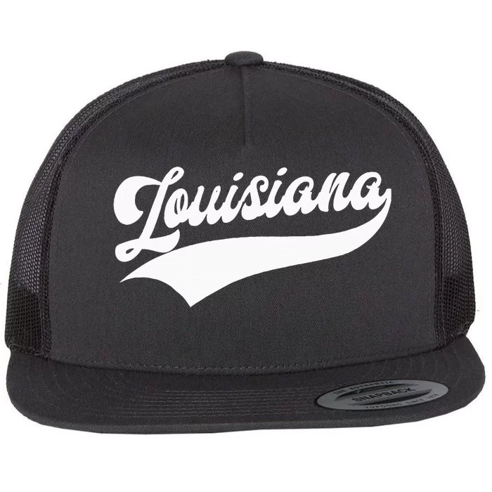 Louisiana Retro Throwback Design Flat Bill Trucker Hat