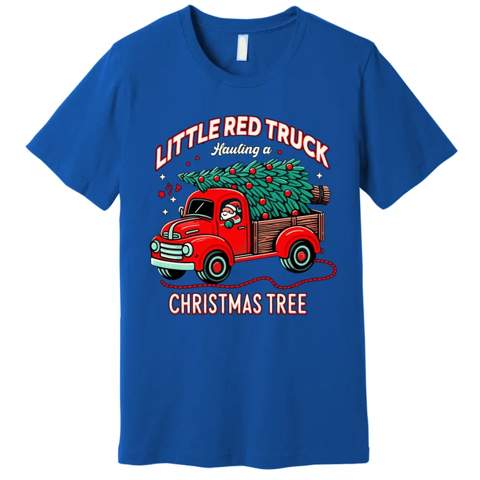 Little Red Truck Hauling A Christmas Tree Premium T-Shirt