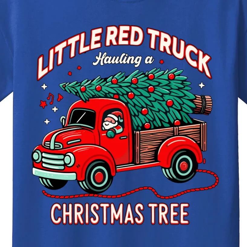 Little Red Truck Hauling A Christmas Tree Kids T-Shirt