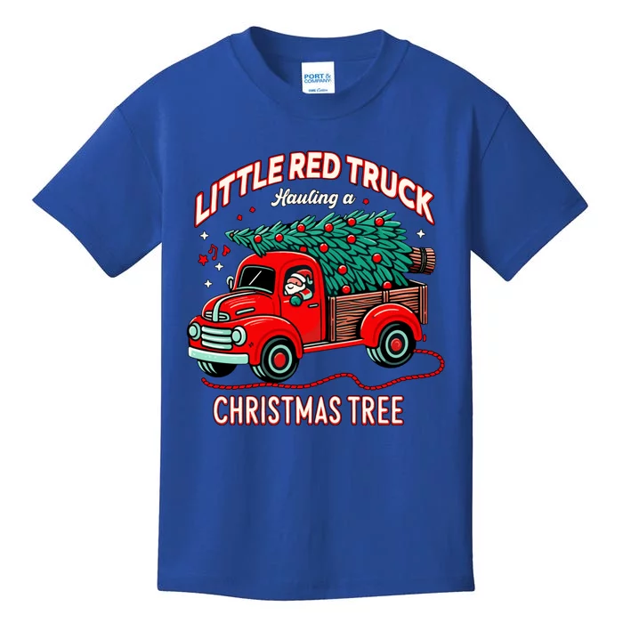 Little Red Truck Hauling A Christmas Tree Kids T-Shirt