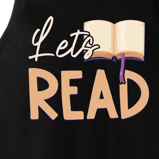 Lets Read Teacher Reading Books And Bookworm Library Day Gift Ladies Tri-Blend Wicking Tank