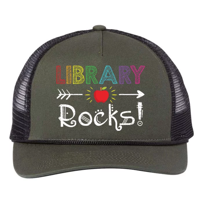 Library Rocks Teacher Student Funny Back To School Gift Retro Rope Trucker Hat Cap