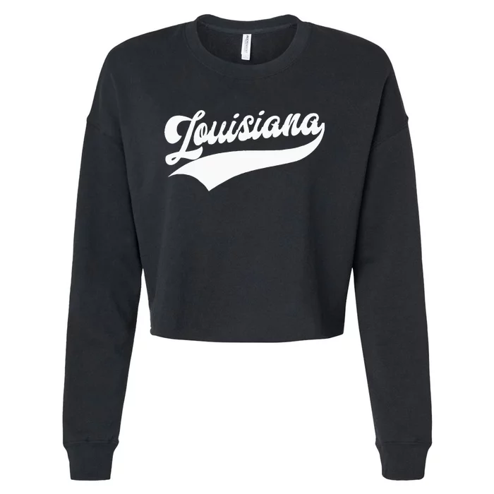 Louisiana Retro Throwback Cropped Pullover Crew