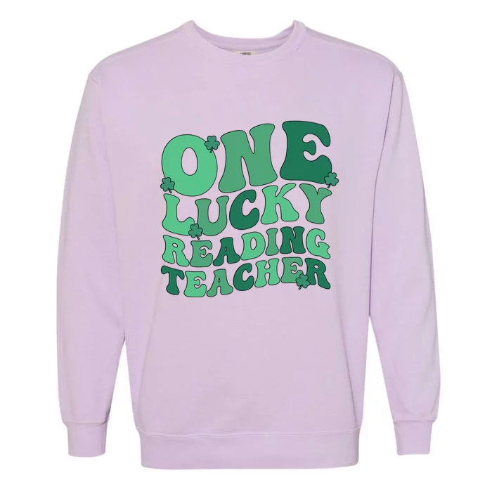 Lucky Reading Teacher St Patrick's Day Reading Specialist Gift Garment-Dyed Sweatshirt