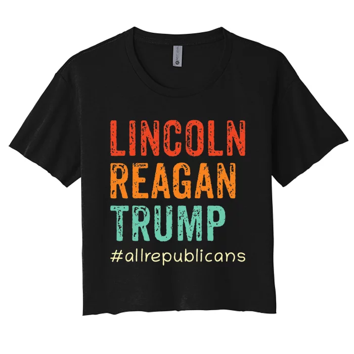 Lincoln Reagan Trump Favorite Presidents Women's Crop Top Tee