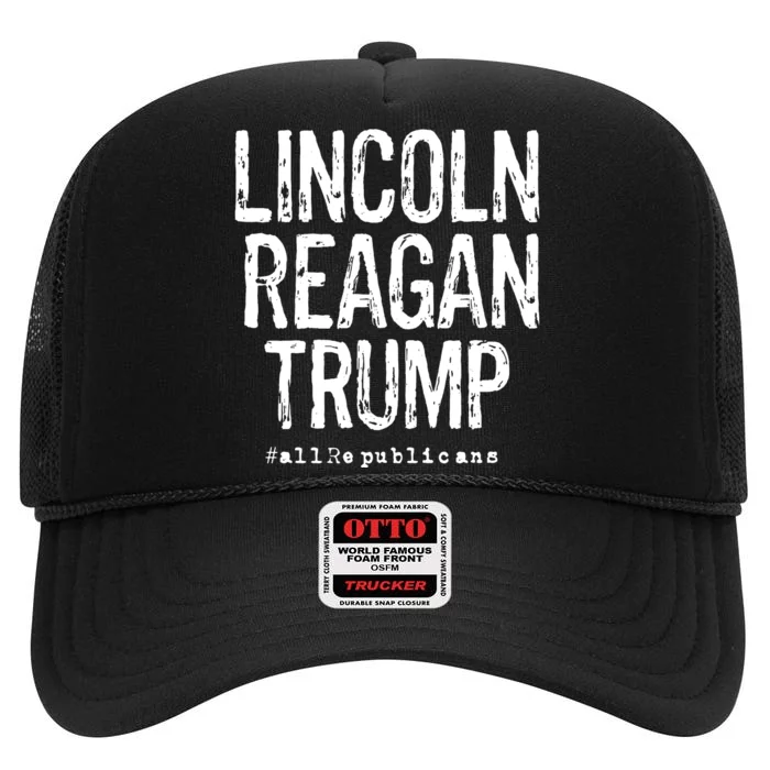 Lincoln Reagan Trump Favorite Presidents High Crown Mesh Trucker Hat