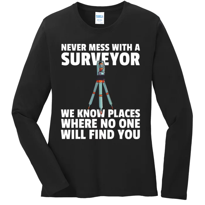 Land Recorder Technician Gift For Cartogropher Surveyor Ladies Long Sleeve Shirt