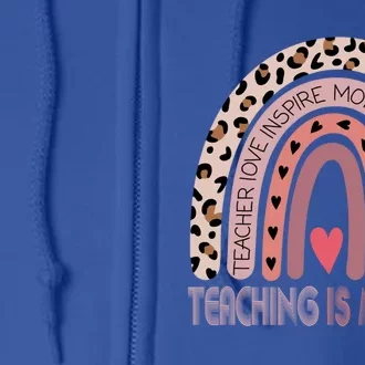 Leopard Rainbow Teacher Inspirational Teaching Is My Jam Funny Gift Full Zip Hoodie