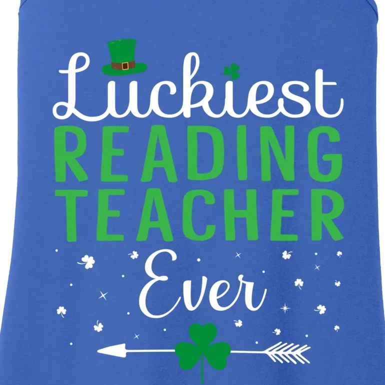 Luckiest Reading Teacher Ever Happy St Patricks Day Matching Gift Ladies Essential Tank