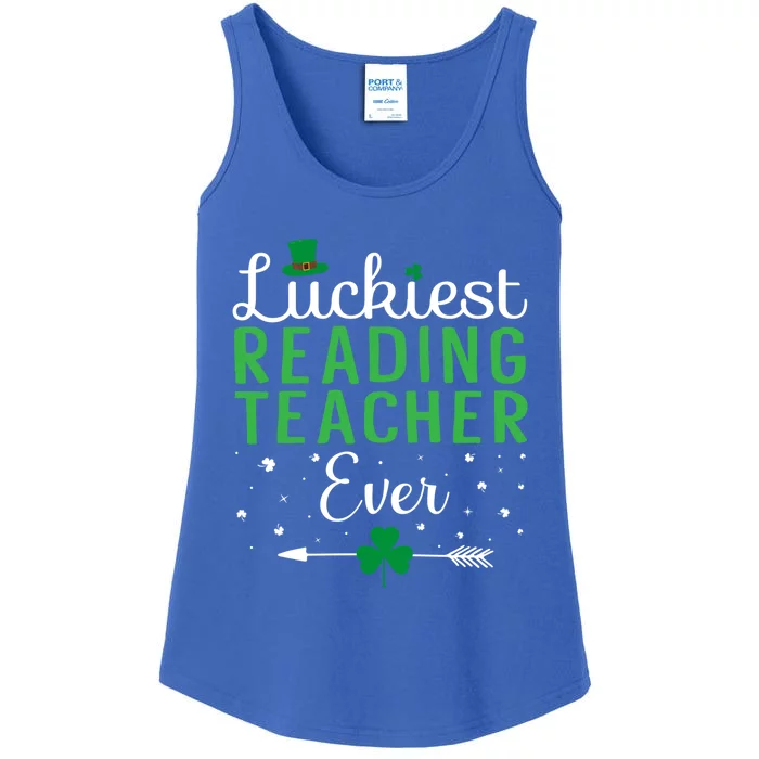 Luckiest Reading Teacher Ever Happy St Patricks Day Matching Gift Ladies Essential Tank