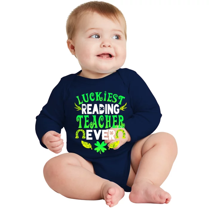 Luckiest Reading Teacher Ever St Patrick Reading Teacher Gift Baby Long Sleeve Bodysuit