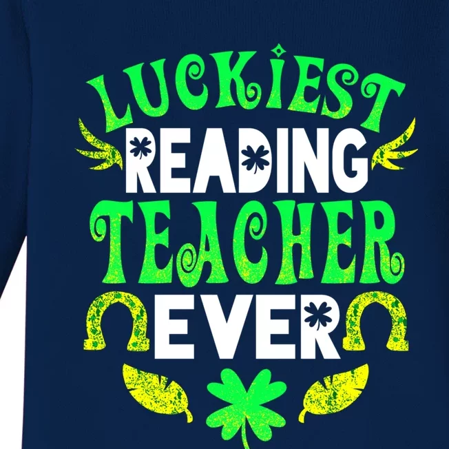 Luckiest Reading Teacher Ever St Patrick Reading Teacher Gift Baby Long Sleeve Bodysuit