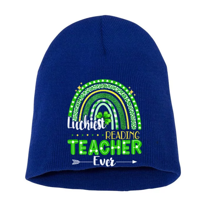 Luckiest Reading Teacher Ever St Patrick's Day Lucky Irish Gift Short Acrylic Beanie