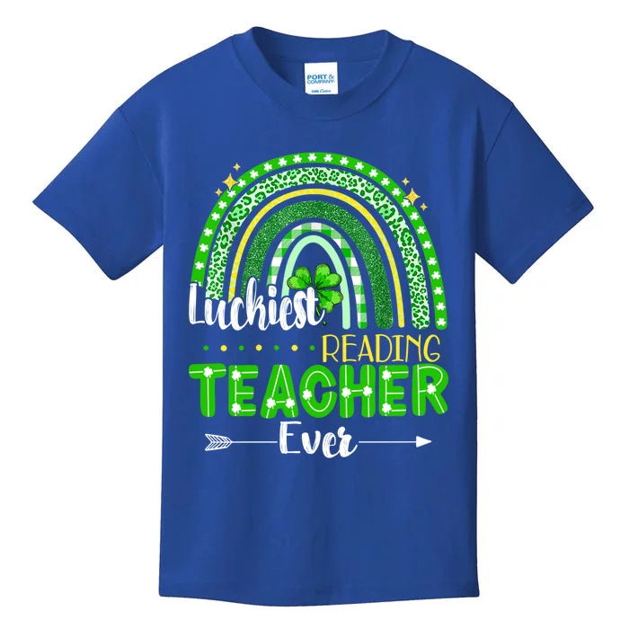 Luckiest Reading Teacher Ever St Patrick's Day Lucky Irish Gift Kids T-Shirt