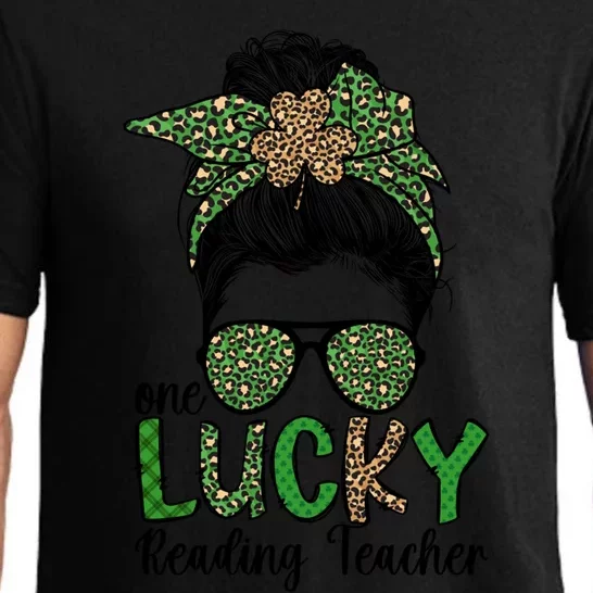 Lucky Reading Teacher St Patrick's Day Reading Specialist Funny Gift Pajama Set