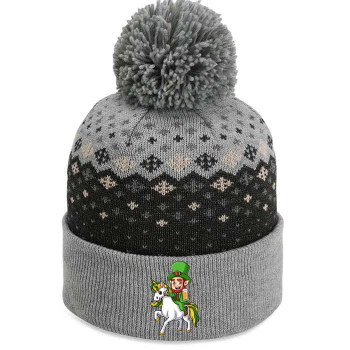 Leprechaun Riding Unicorn St Patrick Day Gift Unicorn Lover The Baniff Cuffed Pom Beanie