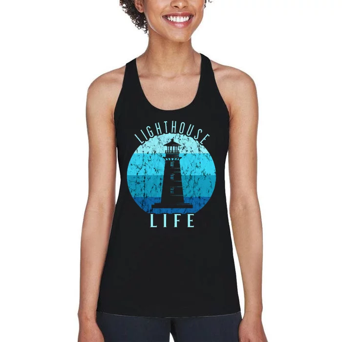 Lighthouse Retro Vintage Lighthouse Life Seaside Boating Women's Racerback Tank