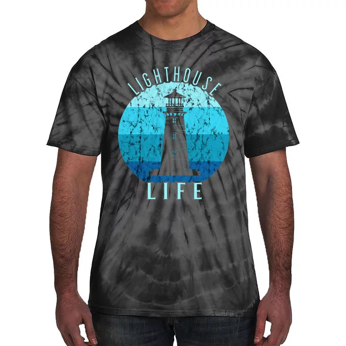 Lighthouse Retro Vintage Lighthouse Life Seaside Boating Tie-Dye T-Shirt