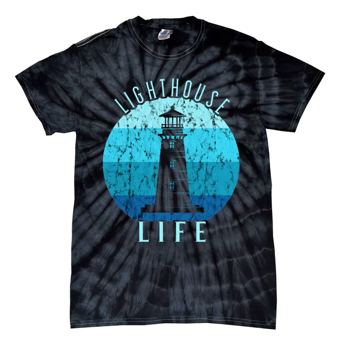 Lighthouse Retro Vintage Lighthouse Life Seaside Boating Tie-Dye T-Shirt