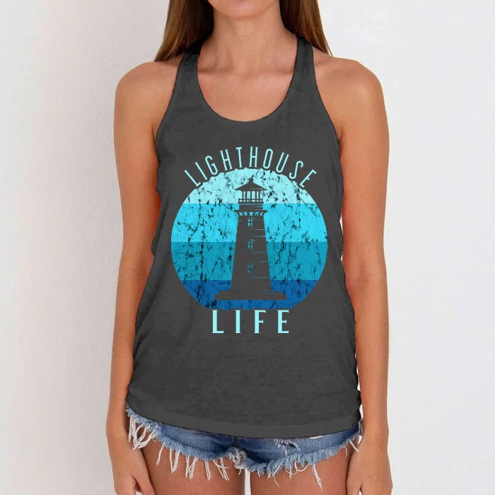 Lighthouse Retro Vintage Lighthouse Life Seaside Boating Women's Knotted Racerback Tank