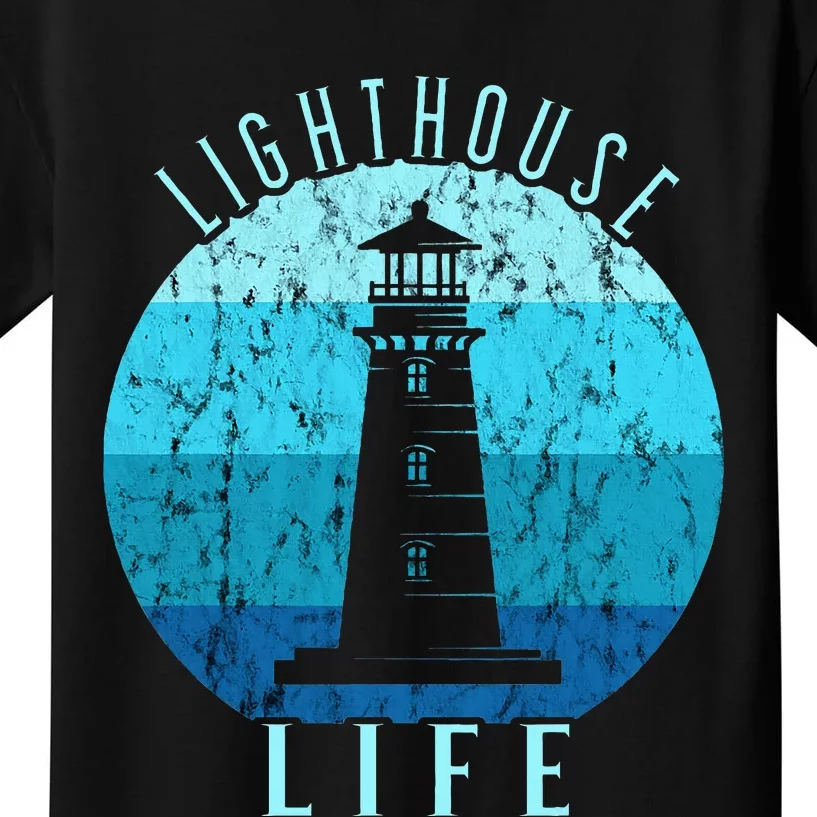 Lighthouse Retro Vintage Lighthouse Life Seaside Boating Kids T-Shirt