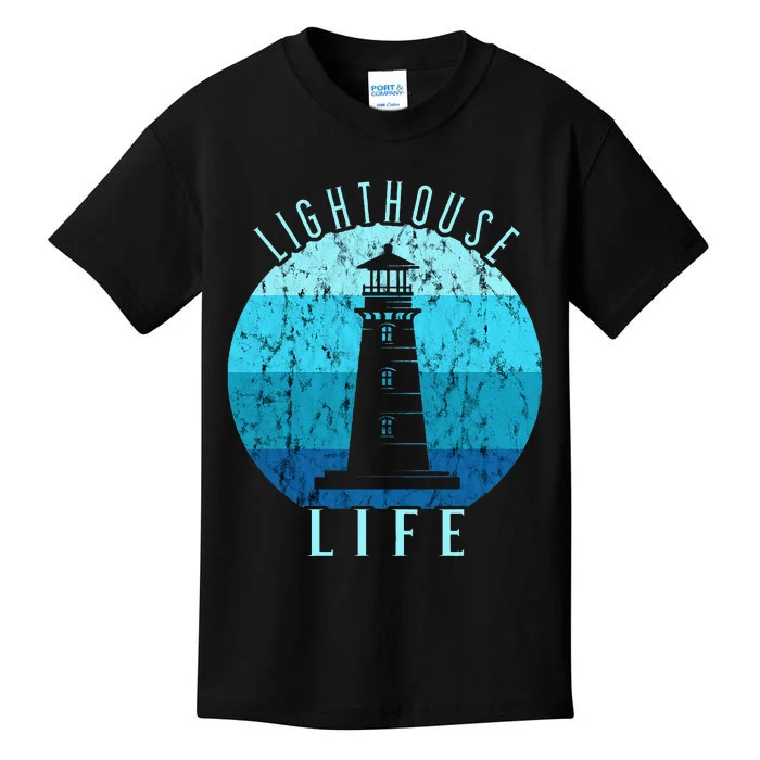 Lighthouse Retro Vintage Lighthouse Life Seaside Boating Kids T-Shirt