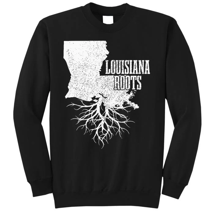 Louisiana Roots Vintage Usa Patriotic Pride State Map Gift Tall Sweatshirt