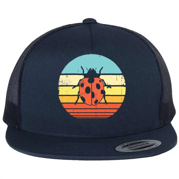 Ladybug Retro Vintage 60s 70s Sunset Bug Insect Men Women Flat Bill Trucker Hat